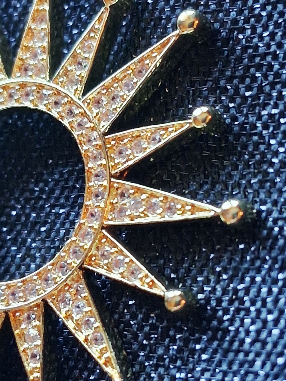 18k Gold-Plated Brass Cubic Zirconia Sunburst Pendant